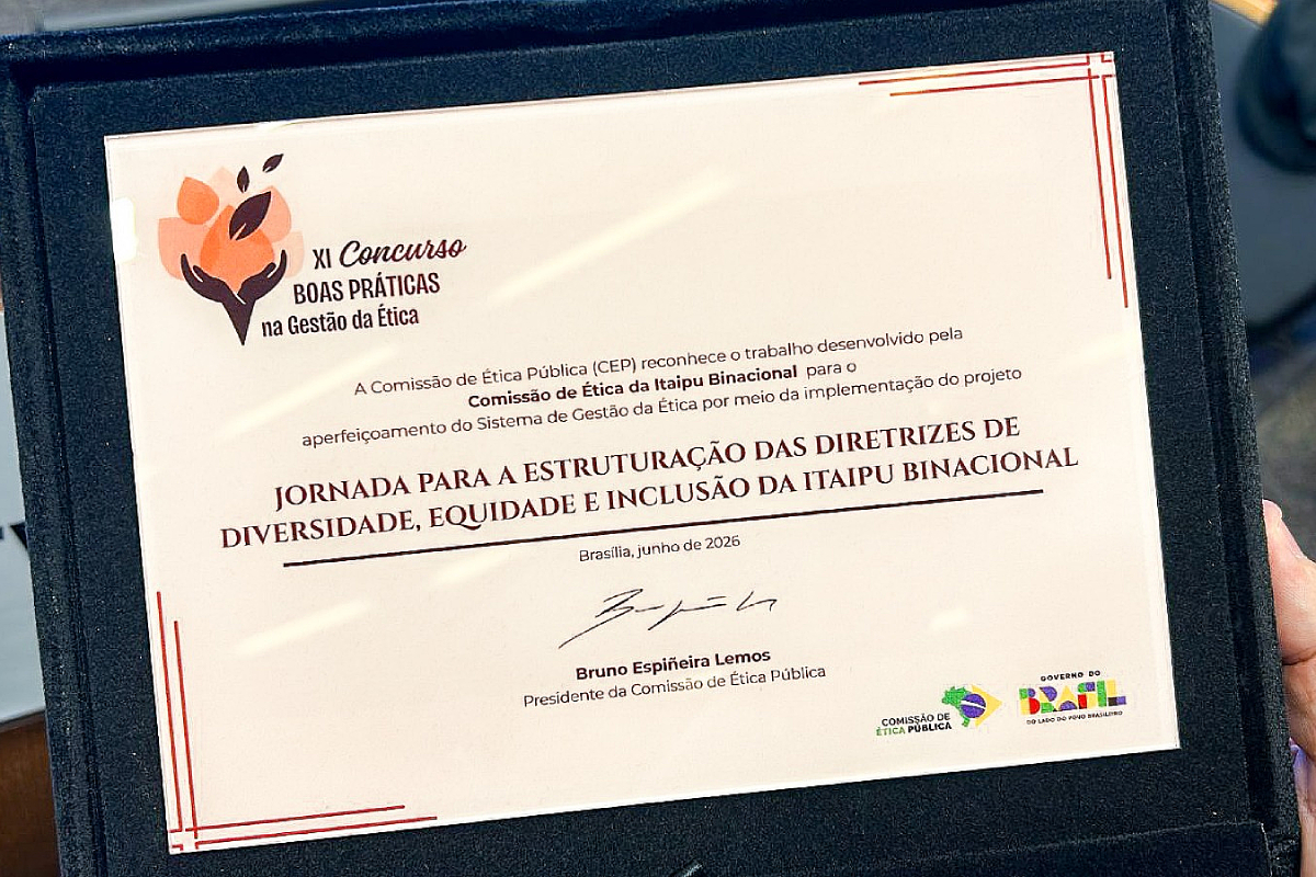 Itaipu venceu na Categoria C – Parceiros e entes subnacionais que tenham acordo de cooperação firmado com a Comissão de Ética Pública.